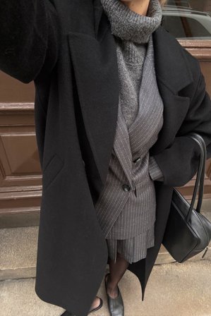 NA-KD Pull en maille de laine mélangée à manches courtes - Pull col roulé - Gris - XL