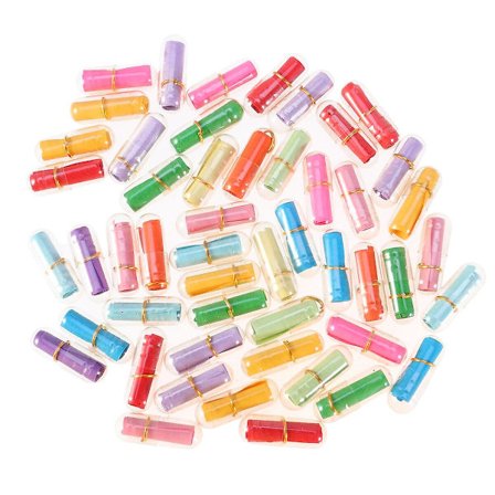 50 st vackra plastmeddelandeflaskor, klara mini-kapslar, kärlek, vänskap, önskeflaska (klar flaska, blandade färger)