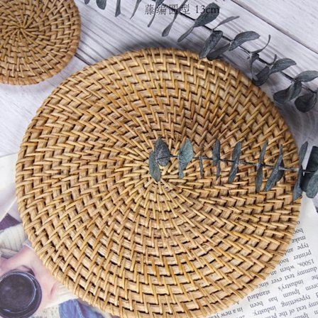 Rattan pyöreä suuri olki riipus boheemi seinäkoriste koti 13cm