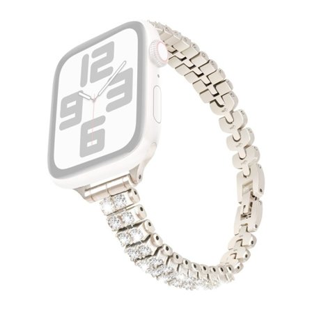 Klockarmband Apple Watch Series 49mm - 45mm - 44mm - 42mm Rhinestone Decor Alloy Bracelet Wrist Band - Stjärnljus