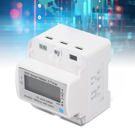 Smart Energimätare DIN-skena Digital Display Elmätare WiFi Smart Energiövervakningsbrytare AC 110‐
