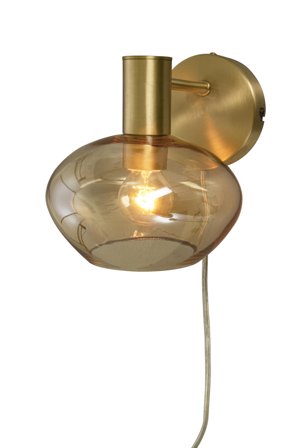Aneta Lighting BELL vegglampe, matt messing/amber, E14