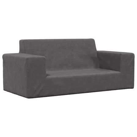 Barnsoffa 2-sits antracit mjuk plysch
