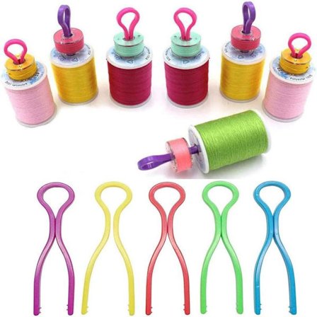 100 stk. plastiksymaskinespoler clips farverige, plastiksymaskinespoler kammerater clips klemme trådspole klemme, 5 farver