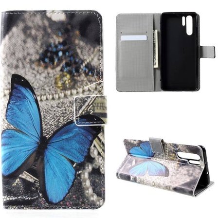 Plånboksfodral Huawei P30 Pro - Blå Fjäril