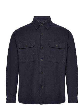 Slhmason-Twill Overshirt Ls Noos Overshirts Marineblå Selected Homme*Betinget Tilbud