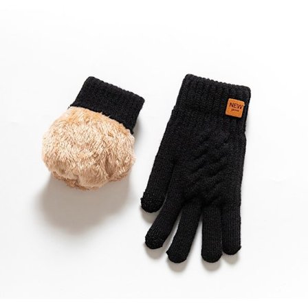 Termiske handsker med touchscreen, vindtætte strikkede handsker, sort