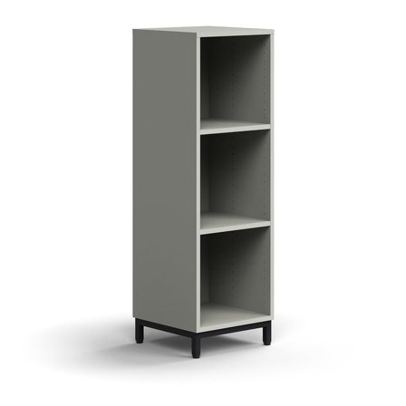 Bookcase QBUS, 2 shelves, leg frame, 1252x400x400 mm, black, light grey