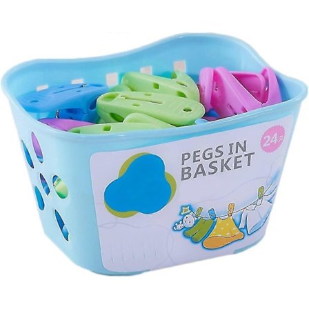 24 Pak Tøj Klemmer Med Kurv Assorterede Farver Plastik Vindtæt Stærk Holdbar Praktisk Tøj Klemmer Til Tøjlinie