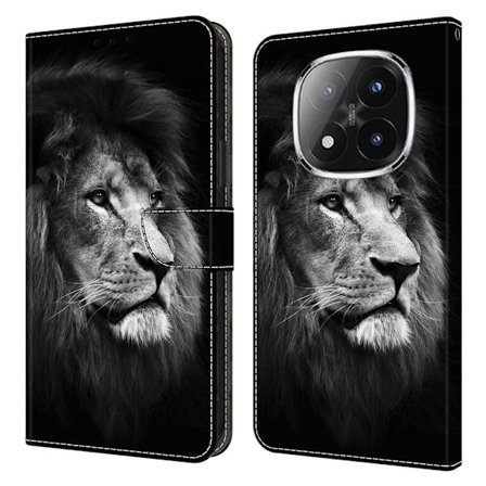 Xiaomi Redmi Note 14 Pro 4G lompakko asia kuvio tulostus jalusta nahka Flip Phone Cover - Leijona