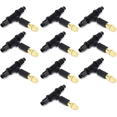 10 st Mässingsdimmunstycke, Utomhus Dim-T-munstycke, Dimmunstyckessats T-kopplingar Dimmunstycke Gänga, Trädgårdsbevattning Kyltillbehör