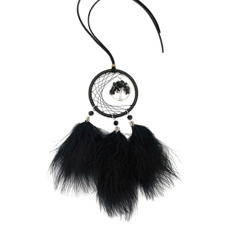 Handmade Feather Car Charm, Dream Catcher Decor For Your Personal Sanctuary, Wall Ornament To Invite Calm Into Your Space (Black)