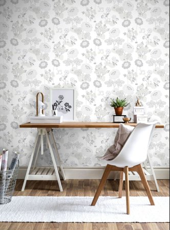 Duro Blomsteräng 398-01 Tapet Duro 1900 Silver, Färg & tapeter