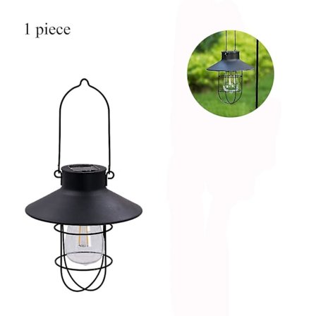 Utomhus solcellslyktor, hängande solcellslampa utomhus trädgårdsdekoration solcellslykta i metall Edison-lampa vattentät