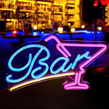 Bar Neonskylt, LED Cocktail Vägglampa Skylt, USB-driven Rosa Blå för Bar Klubb Nattklubb Butik Festdekor