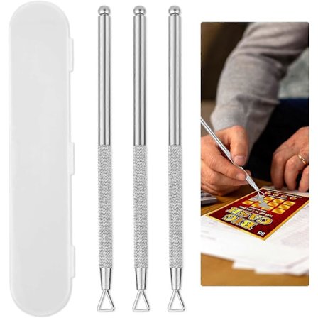 3 kpl Arpalippujen Raaputustyökalu, Ruostumattomasta teräksestä valmistettu Lotto Raaputustyökalu