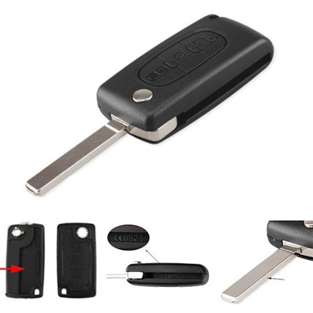 3-knapps CE0523 bilnyckelskal VA2 för Citroen Svart