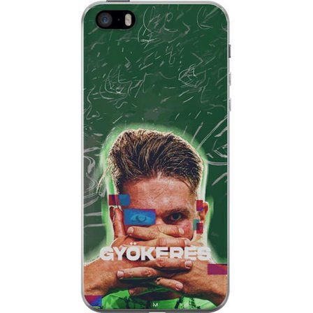 Yhteensopiva Puhelinkuori Apple iPhone 5s Lamine Yamal Barcelonan pelipaidassa, jossa on neonvaloja ja punaisia ja sinisiä salamoita dramaattisessa ef