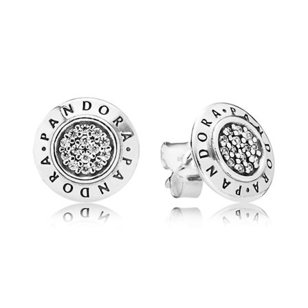 Sterling Sølv Hoop Øreringe med Rundt Logo 290559CZ, Inkluderer Originalæske