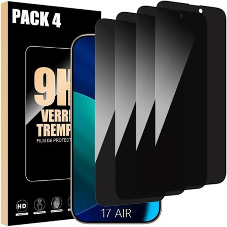 Lot-4 Skyddsglas Tempererat Anti-spion för iPhone Air - BOOLING - Svart