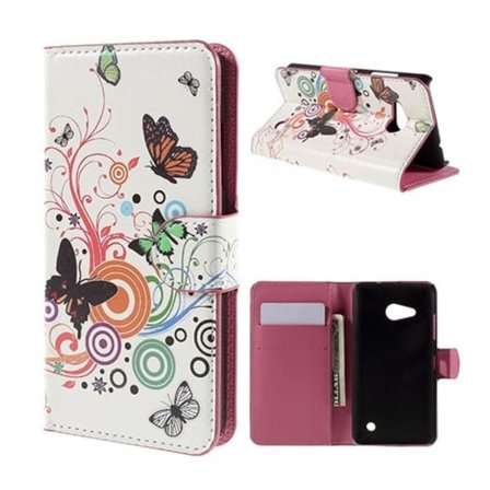 Moberg Microsoft Lumia 550 Læder Etui - Sommerfugle og Cirkler