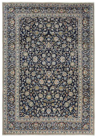 Hand Knotted Persian Keshan Rug 252X365 Black/Dark Grey