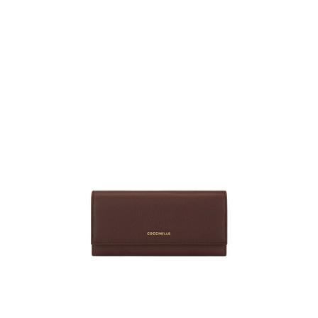 Coccinelle, Metallic Soft Wallet Brązowy, Kobieta, Rozmiar: ONE Size