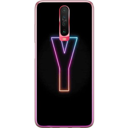 Kompatibel Mobilcover til Xiaomi Xiaomi Redmi K30 Minimalistisk neonbogstav Y i farveskiftende lys mod sort baggrund