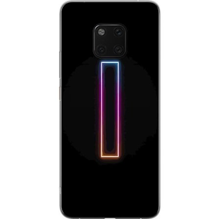 Kompatibel Mobilcover til Huawei Huawei Mate 20 Pro Minimalistisk neonbogstav I i regnbuefarver mod mørk baggrund