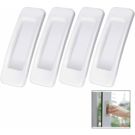 Paket med 4 Vitformat säkerhetsdörrhandtag Skärm Fönsterdörr Fönsterskåpdörr Extra Push,