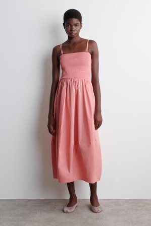 COS Damen Midikleid Mit Smokdetails - Rosa