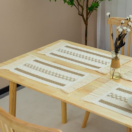 Sæt af 4, 50x 30cm Boheme-stil, Bordskånere i flettet polypropylen