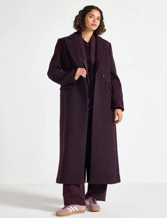 Lindex Coat In Wool Blend - Burgundy - XL