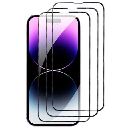 3-pack iPhone 14 Pro herdet glassskjermbeskytter karbonfiber svart
