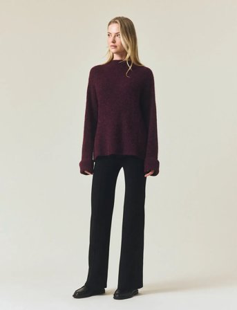 Lexington Clothing Alpaca Blend Mock Neck Sweater - Burgundy - L