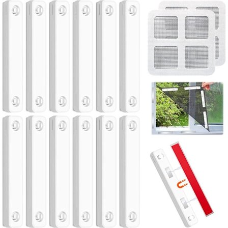 12 stk., Myggenet Magnet til Vinduer, Myggenet Magnet, Hvid