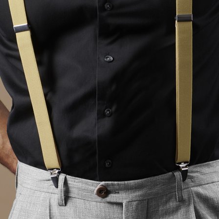Schmale Khaki Hosenträger für Männer - Hosenträger mit Clips