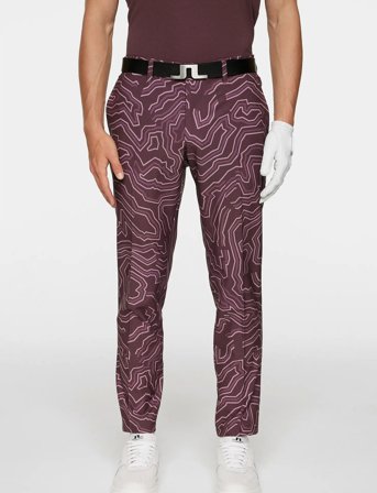 J. Lindeberg Ellott Print Pant - Burgundy - 29-32
