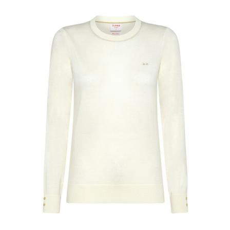 Sun68, Round-neck Knitwear Beige, Dames, Maat:S,elastisch