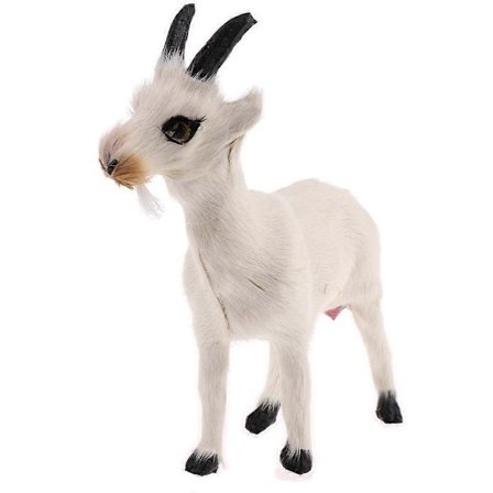 Realistisk Vit Fuskpäls Stående Get Får Djurmodell Leksak