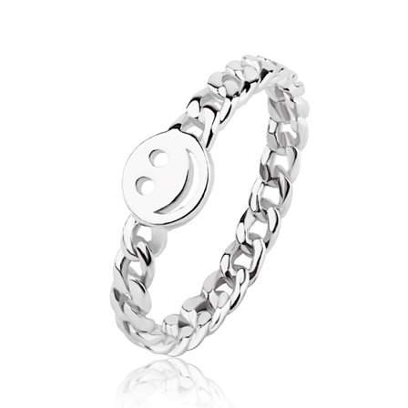 Lykke Smiley Face Ringsett Smilende Ansikt Stabelbar Ring Charm