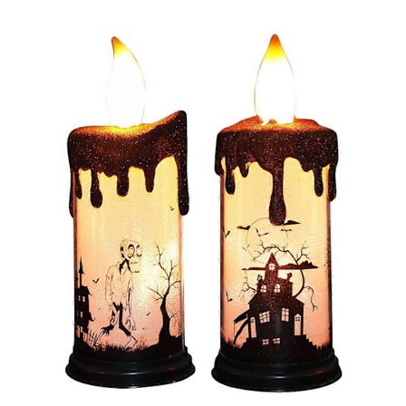 2025 2 st Halloween Ljus LED Flamlösa Ljus Halloween Party Dekoration