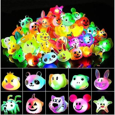 Syntymäpäiväjuhlan suosiolahjat lapsille Palkinnot Vilkkuva 12 pakkaus LED Jelly Light Up Rings Lelut Irtotavarana Pojat Tytöt Lahja Vilkkuva Hohtaa 