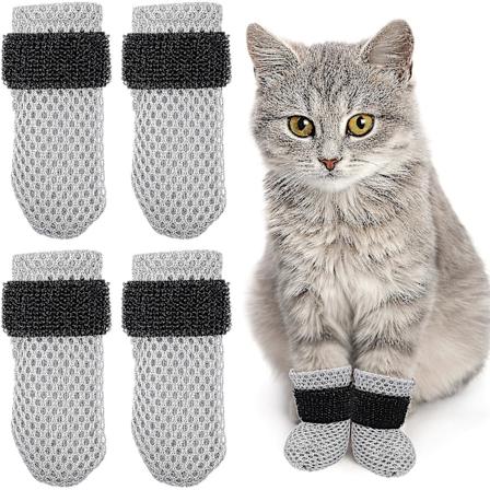 4 st kattfotsskydd Anti-scratch kattfotsskydd Kattunge tasshylsor Kattstövlar Skor Strumpor Kloskydd