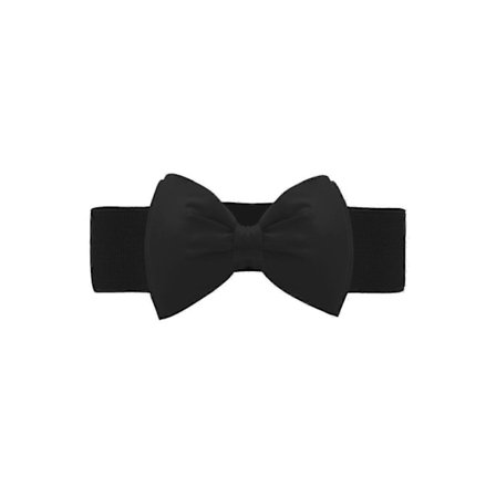 Elastisk belte for kvinner, bredt, stretchy, søt sløyfe, svart