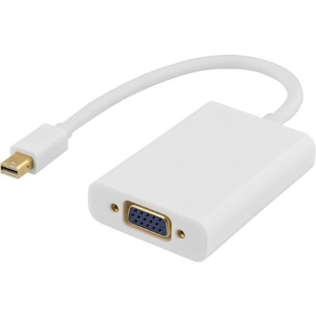 DELTACO mini DisplayPort till VGA-adapter med ljud, 0,25m, vit (DP-VGA14)
