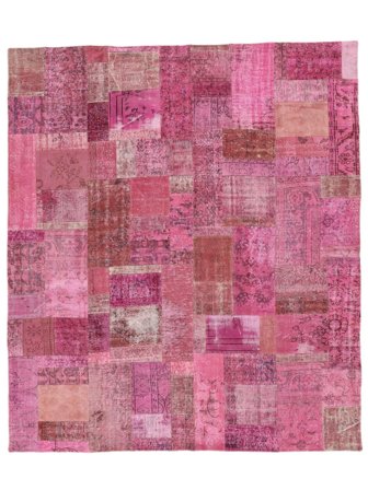 Noué À La Main Patchwork Tapis 255X301 Vintage De Laine Rouge Foncé/Rose Foncé Grand