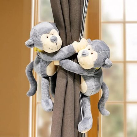 2-pakks gardinbindinger Tegneserie Dyr Gardin Spenne Stropper Vervet Monkey Vaskebjørn Gardin Feste Stropper Barnerom Dekorasjon Tilbehør Faste Gardin