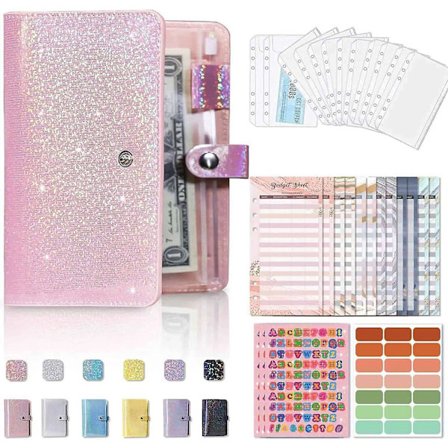 A6 Budget Binder med 12 stk. lynlåskuverter til budgettering, pengeorganisator til kontantopfyldning, sparebinderbog, lille budgetplanlægningspung med