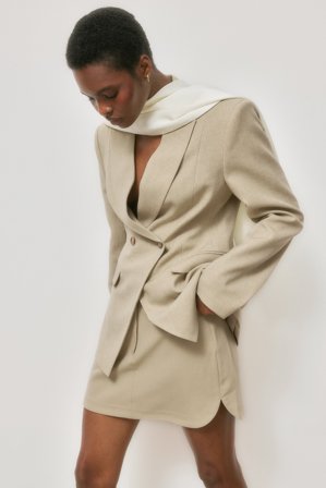 NA-KD Jupe courte ajustée à poches - Mini jupes - Beige - EU 42